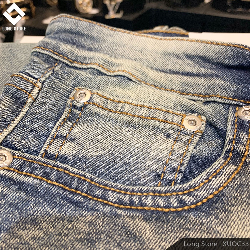 Quần jean nam rách xước cao cấp chất bò co giãn màu xanh nhạt bui ống đứng dáng ôm skinny LONGSTORE Xuoc33 | BigBuy360 - bigbuy360.vn