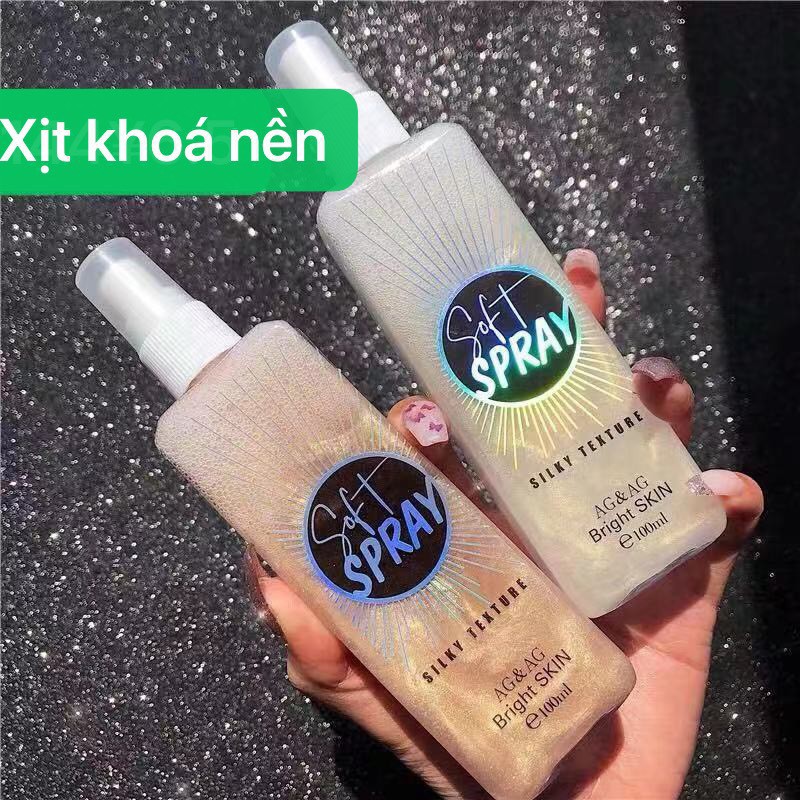 Xịt nhũ khóa nền trang điểm Soft Makeup Spray AG&AG 100ml nhủ chãy Stars Shine