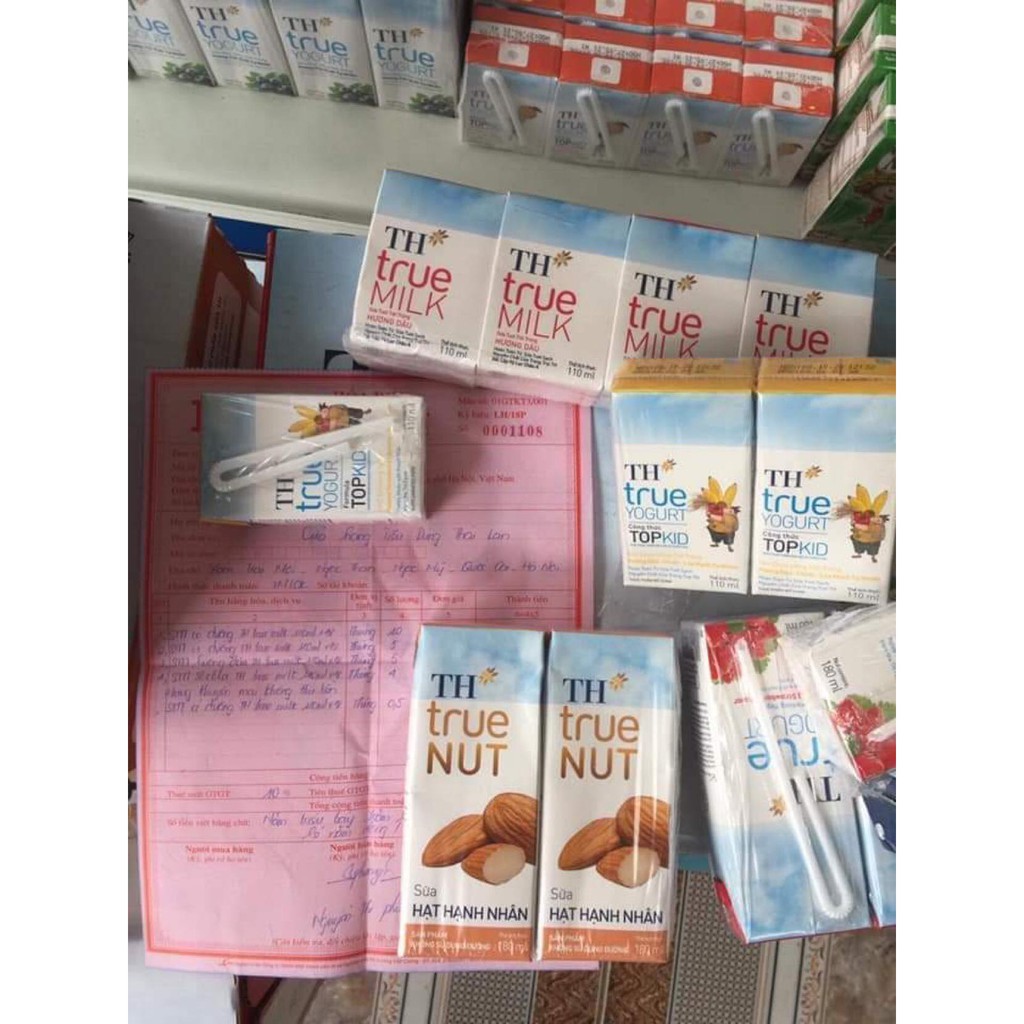 Thùng sữa TH True Milk ít đường 110ml Date mới