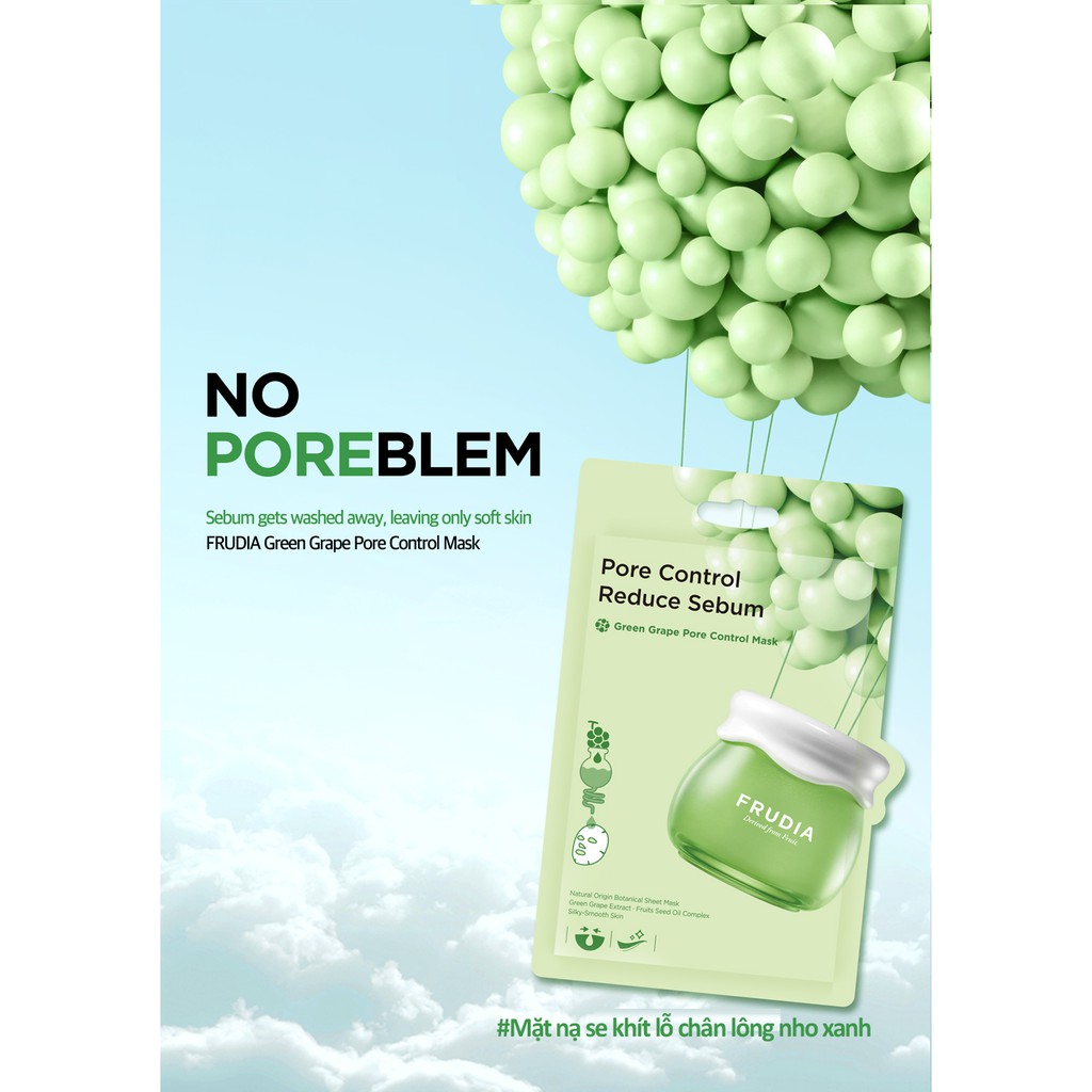 Mặt Nạ Dưỡng Frudia Green Grape Pore Control Mask Se Khít Lỗ Chân Lông Chiết Xuất Nho Xanh 20ml