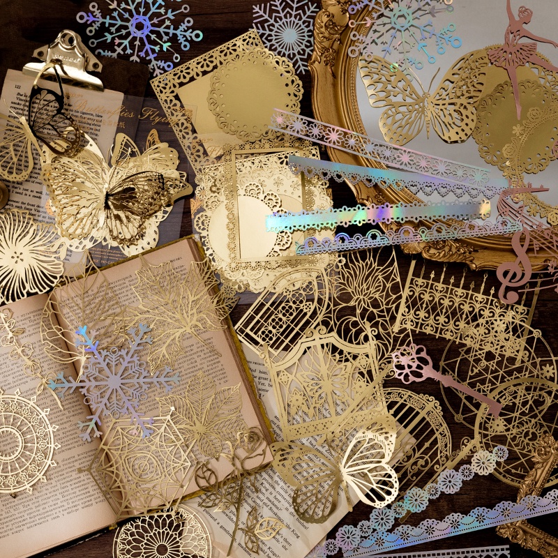 Set 10 Thẻ Giấy Họa Tiết Ren Lãng Mạn Chống Thấm Nước Dùng Trang Trí Album Ảnh/ Sổ Tay DIY
