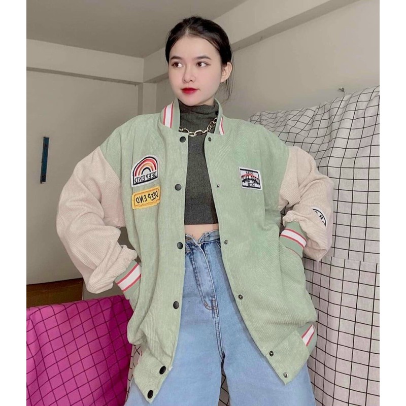 [Mã WASTMAY giảm 15% tối đa 30K đơn 150K] Áo khoác bomber nhung tăm cầu vồng - KÈM HÌNH VÀ CLIP THẬT