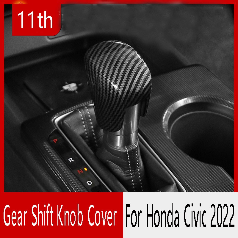Bọc cần số xe hơi bằng sợi carbon màu đen cho Honda Civic 2022
