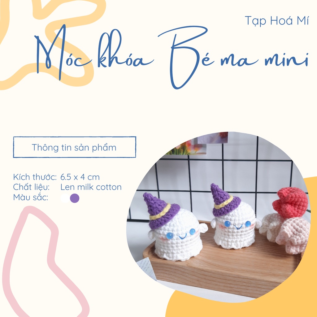 MÓC KHÓA BÉ MA MINI LEN HANDMADE
