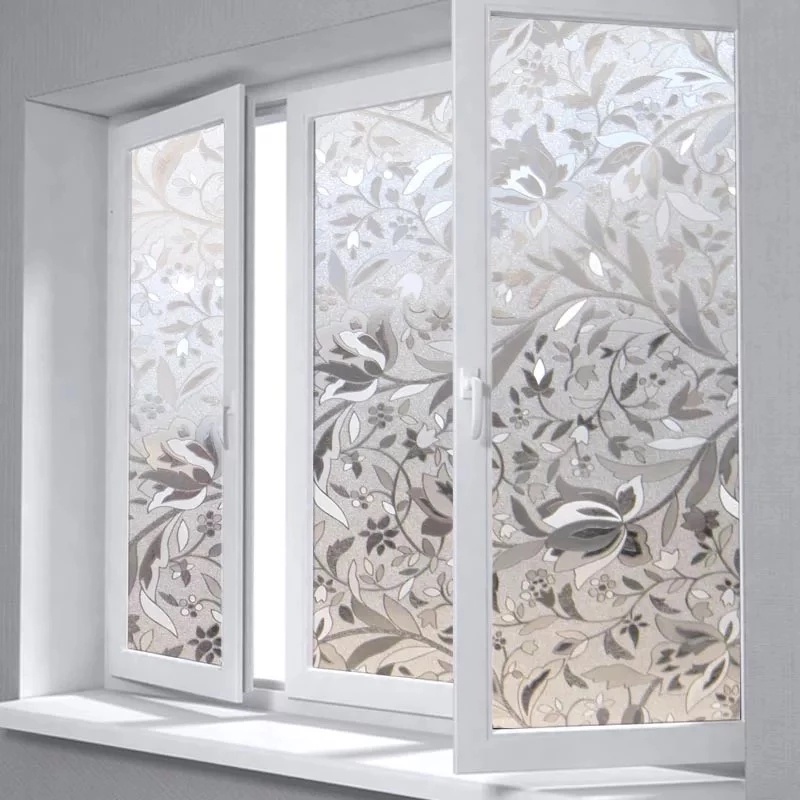 Miếng Dán Cửa Kính Phòng Khách / Ngủ / Tắm Hình Hoa Tulip Kích Thước 45 * 100CM Chống Tia UV Có Thể Tháo Rời Tiện Dụng