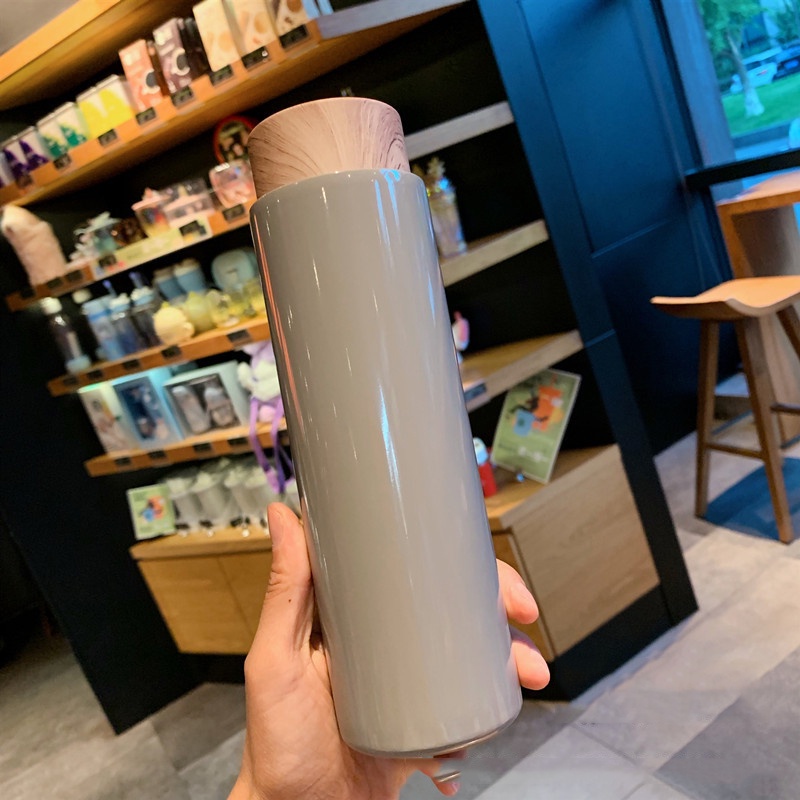 Bình ly giữ nhiệt 400ml nắp vân gỗ chất liệu inox 304 - Hàng chính hãng Tyeso, khay lưới lọc trà - Cốc Cốc