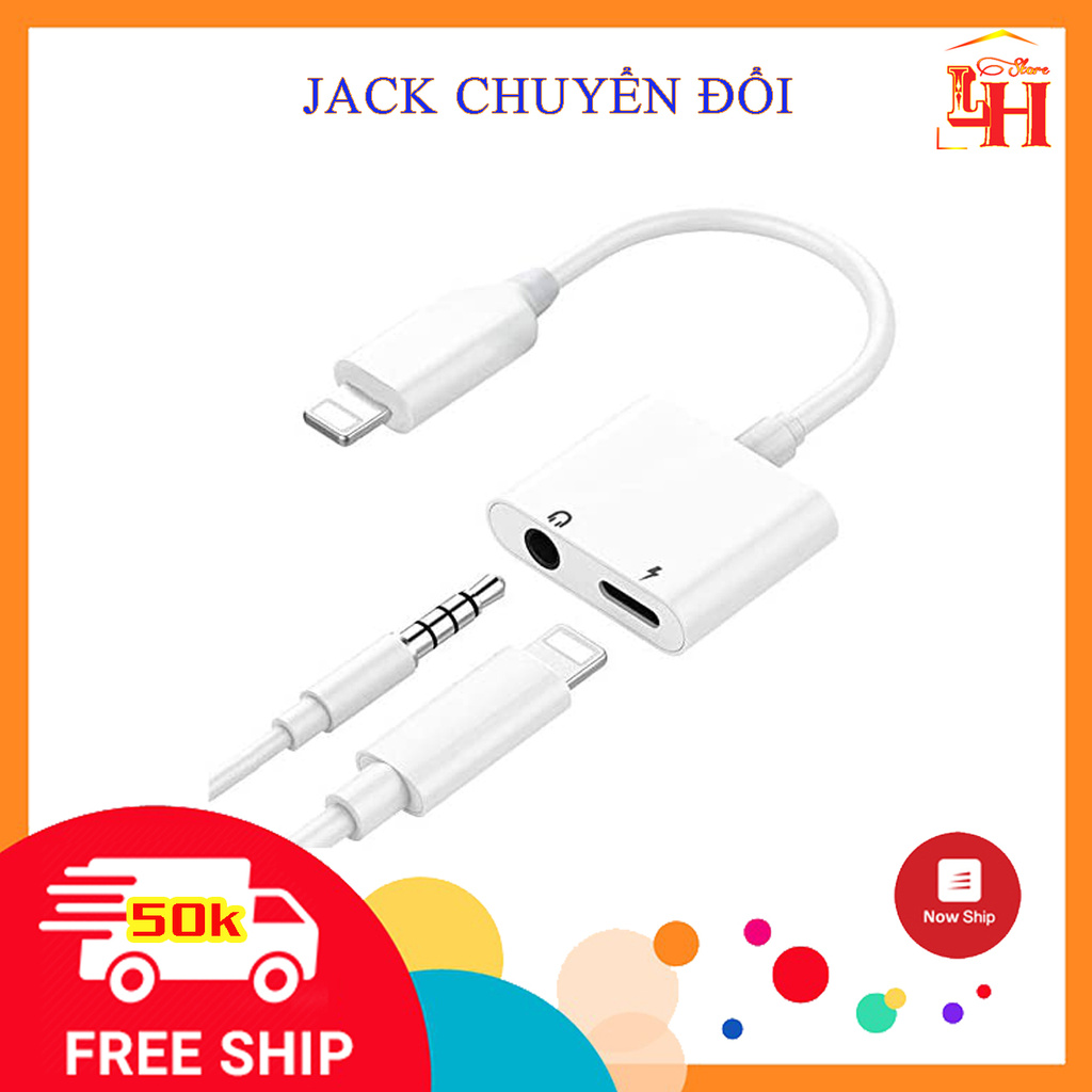 Jack chia cổng iPhone, giắc chuyển đổi vừa sạc vừa đeo tai nghe cho iPhone Cáp 2in1 Jack cắm tai nghe 3.5 mm và cắm sạc
