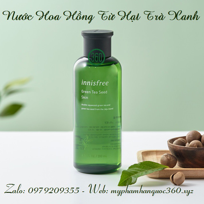[mẫu mới] Nước Hoa Hồng Từ Hạt Trà Xanh Innisfree Green tea seed skin 200ml