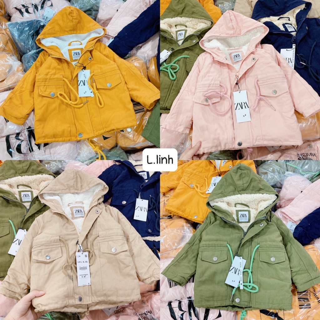 Áo khoác parka lót lông nhiều màu cho bé xuất dư xịn siêu ấm mùa đông chất liệu kaki cực mềm, lót nỉ siêu xinh