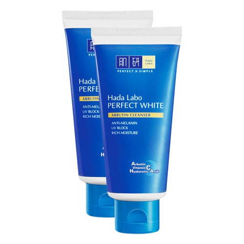 Combo 2 típ Sữa rửa mặt dưỡng trắng Hada Labo Perfect White Cleanser 80g