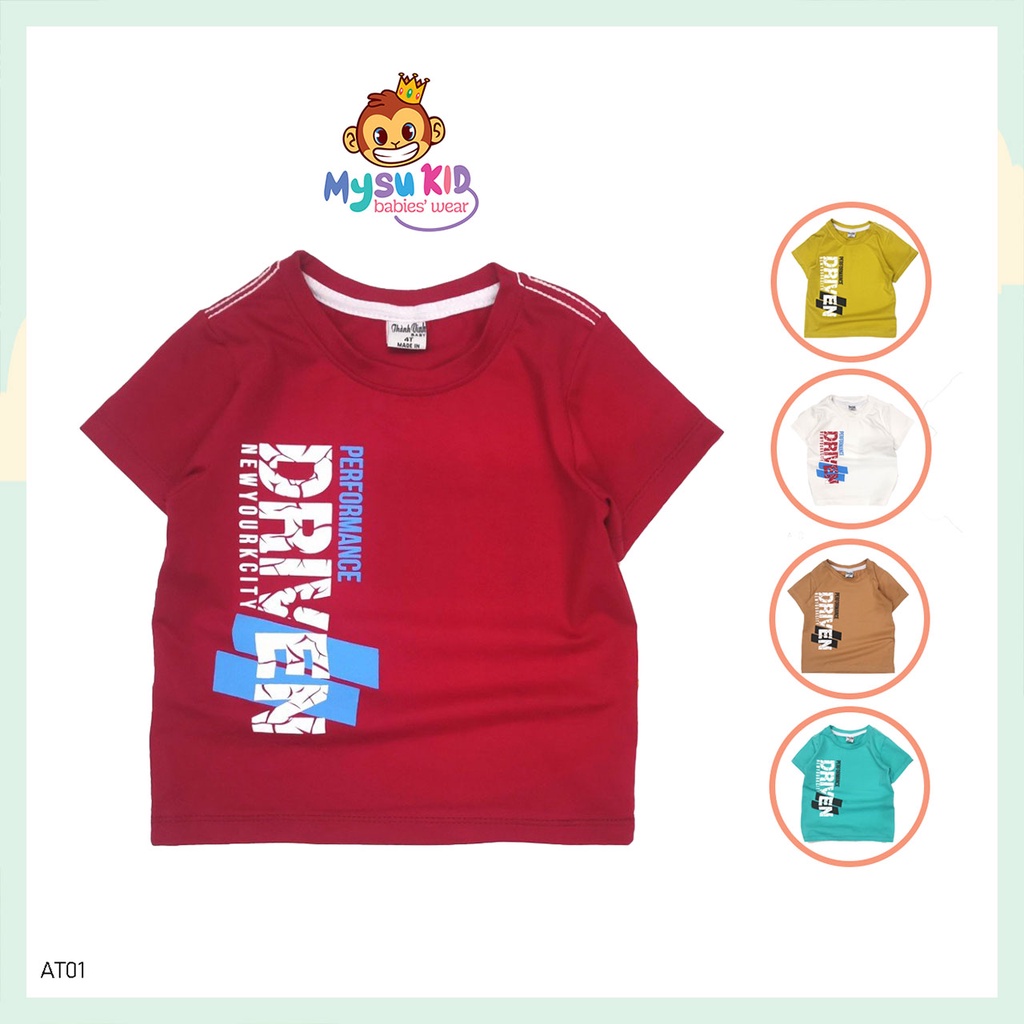 Áo thun bé trai tay ngắn Mysu kids thun cotton mềm  mịn size từ 8-25kg AT01