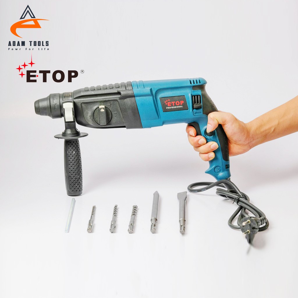 Máy khoan đục bê tông 3 chức năng ETOP - tặng 5 mũi khoan đục