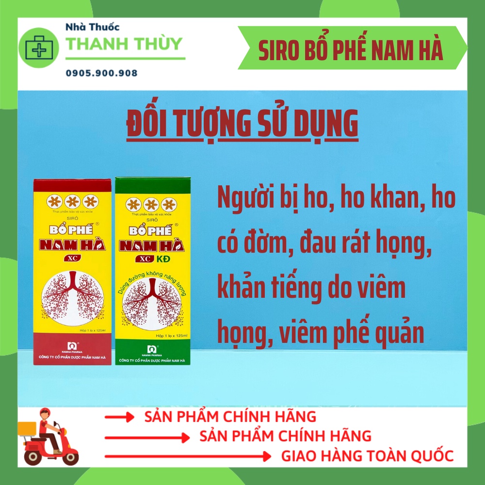 Siro Bổ Phế Nam Hà XC  Giúp Bổ Phế, Giảm Ho, Giảm Đờm, Giảm Đau Rát Họng, Khản Tiếng Do Đau Họng, Phế Quản