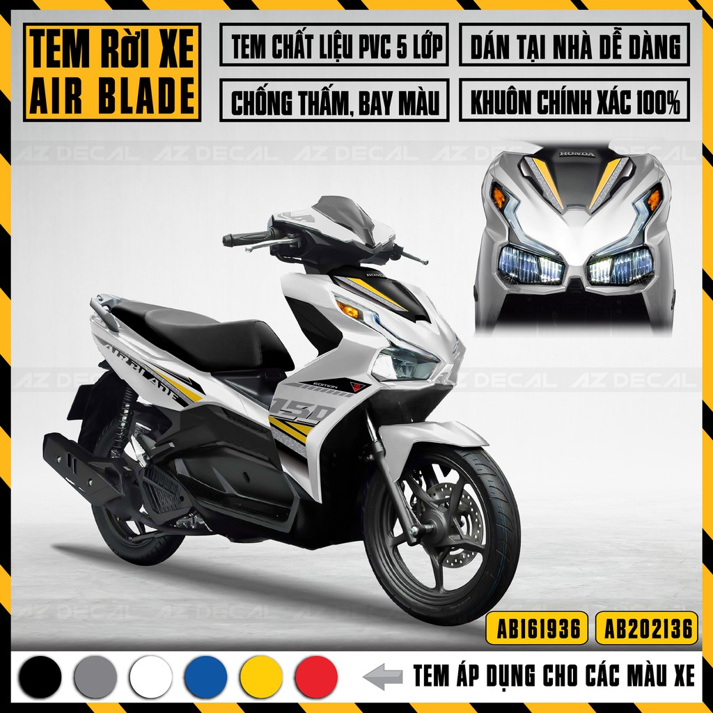 Tem Rời Xe Dành Cho Honda Air Blade 2016-2021 Mẫu Mới Nhất | AB36 | Tem Chế Chất Liệu Cao Cấp Trang Trí Làm Đẹp Cho Xe