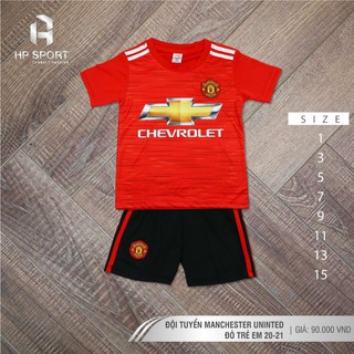 Bộ quần áo bóng đá Manchester United đỏ trẻ em từ 10 đến 40 kg