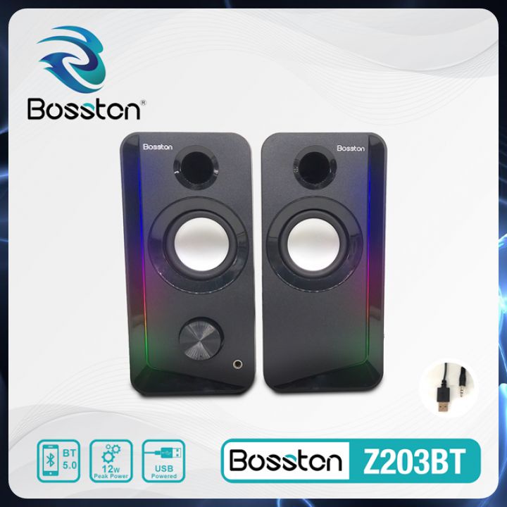 Loa Máy Tính Để Bàn Bluetooth LED RGB 2.0 Z203BT Loa Vi Tính Laptop Pc Gaming Nghe Nhạc Bass Lớn Có Dây