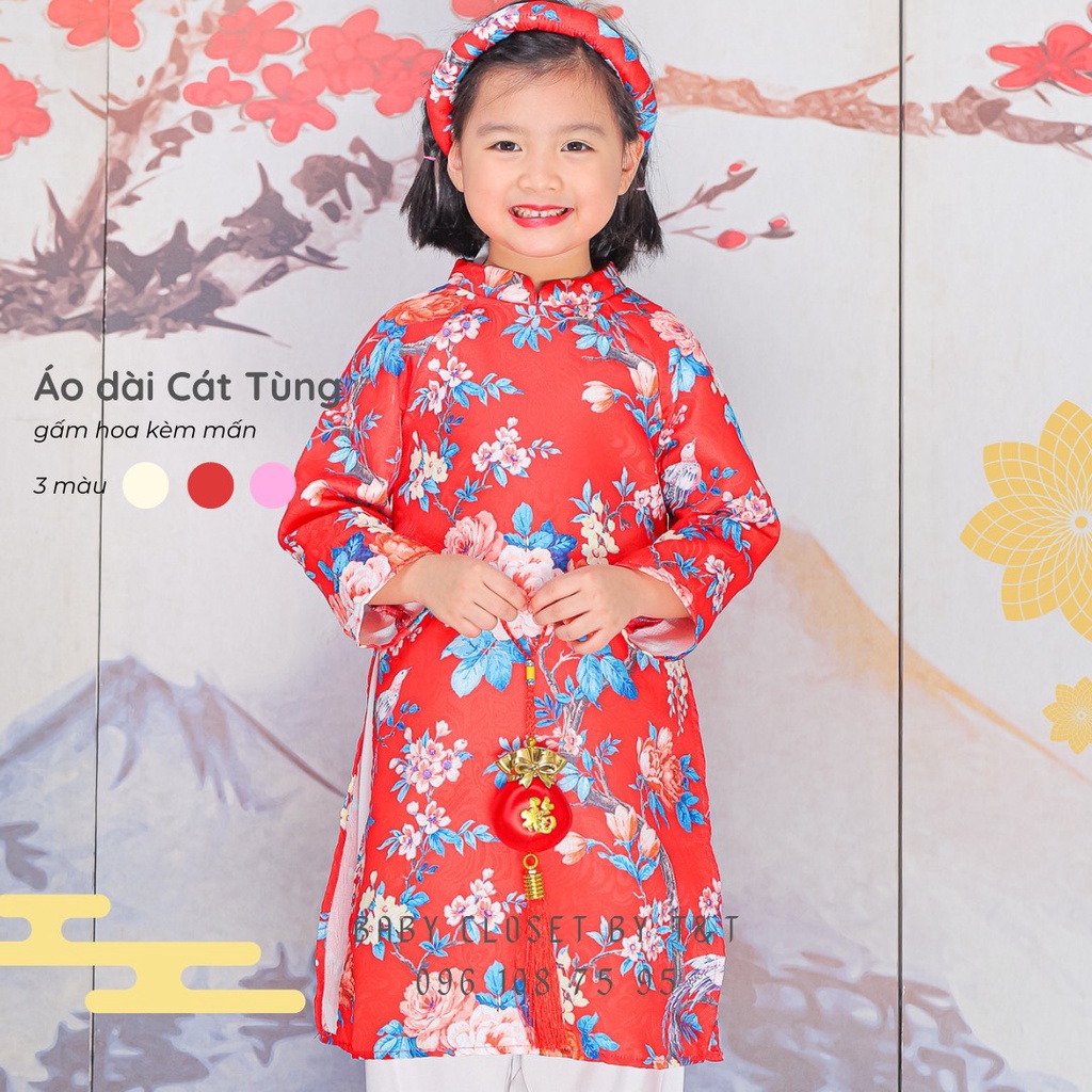 [HÀNG CAO CẤP] Áo dài Tết Cát Tùng gấm kèm mấn