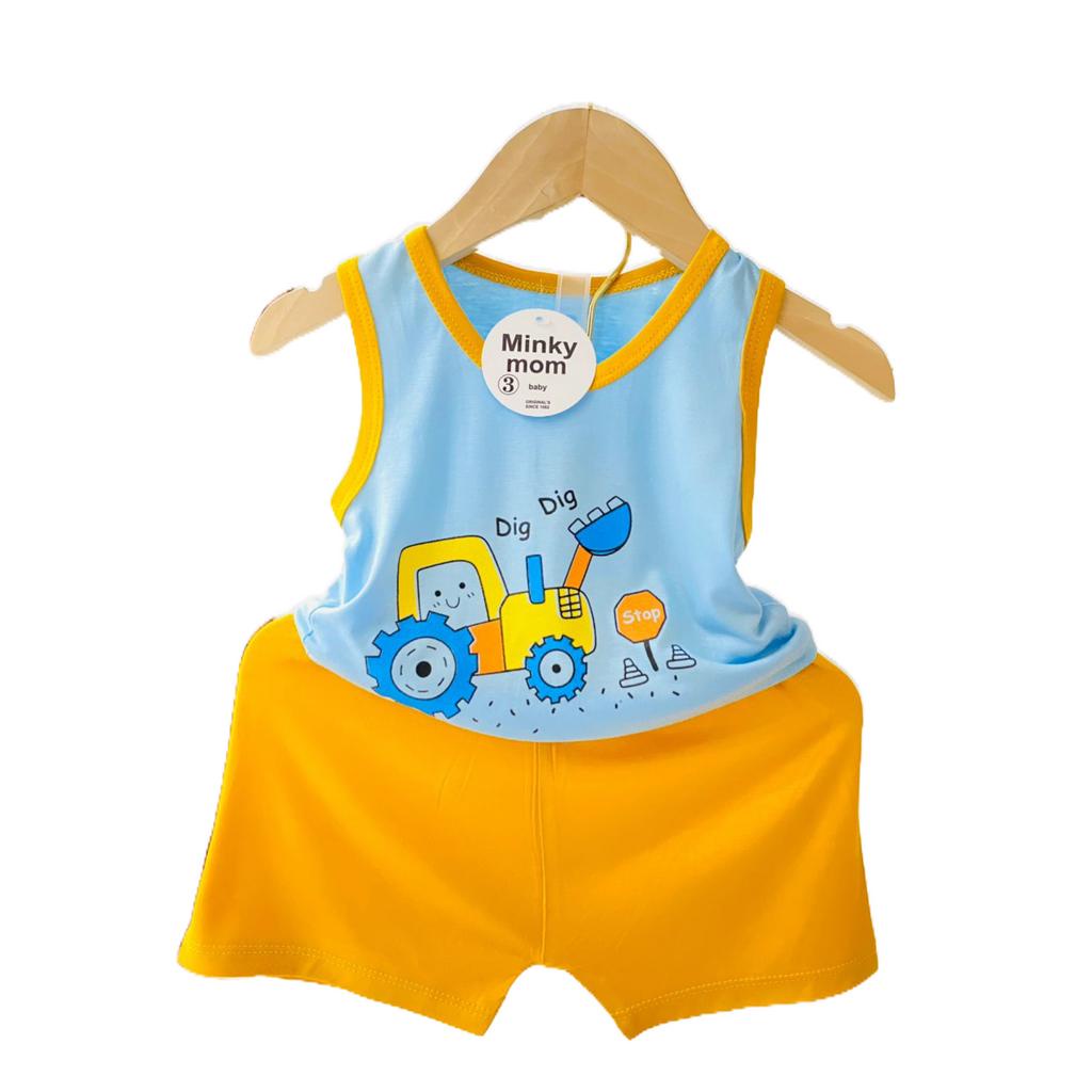 Quần áo bé trai và bé gái ba lỗ quần đùi chất liệu thun lạnh thoáng mát mùa hè