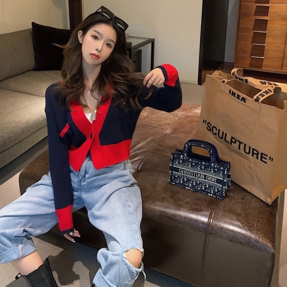Xiaozhainv  Áo Cardigan Dệt Kim Tay Dài Dáng Ôm Phong Cách Thời Trang Hàn Quốc Cho Nữ