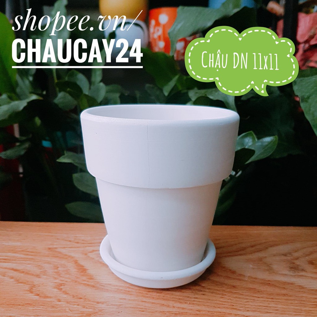 Chậu đất nung (KÈM DĨA LÓT) KT 11x11 cm trồng cây cảnh mini, cây phong thủy, sen đá, xương rồng, terrarium