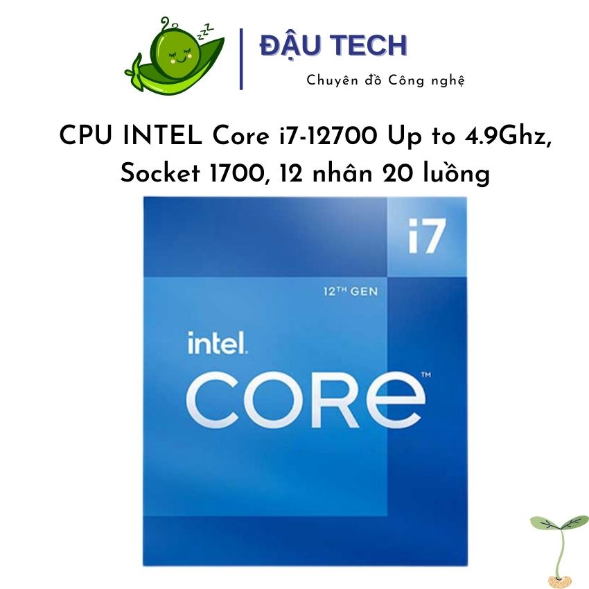 Bộ vi xử lý CPU Intel Core i7 12700 Up to 4.9GHz (Socket 1700, 12 nhân 20 luồng 25Mb cache) gen 12 AlderLake mới 100%
