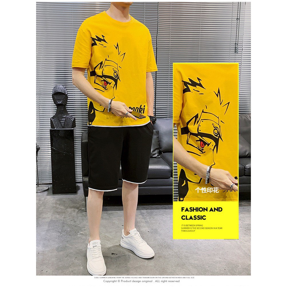 ❤️ FREESHIP ❤️ BỘ ĐỒ NAM PHỐI MÀU IN UZUMAKY - SÉT QUẦN ÁO THUN NỮ CHẤT LƯỚI MÈ LƯNG THUN CÓ TÚI FOM RỘNG | BigBuy360 - bigbuy360.vn