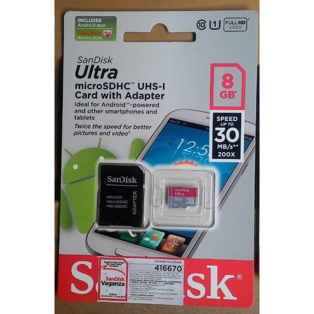 Bộ Chuyển Đổi Sandisk Ultra Microsdhc 8gb Class 10