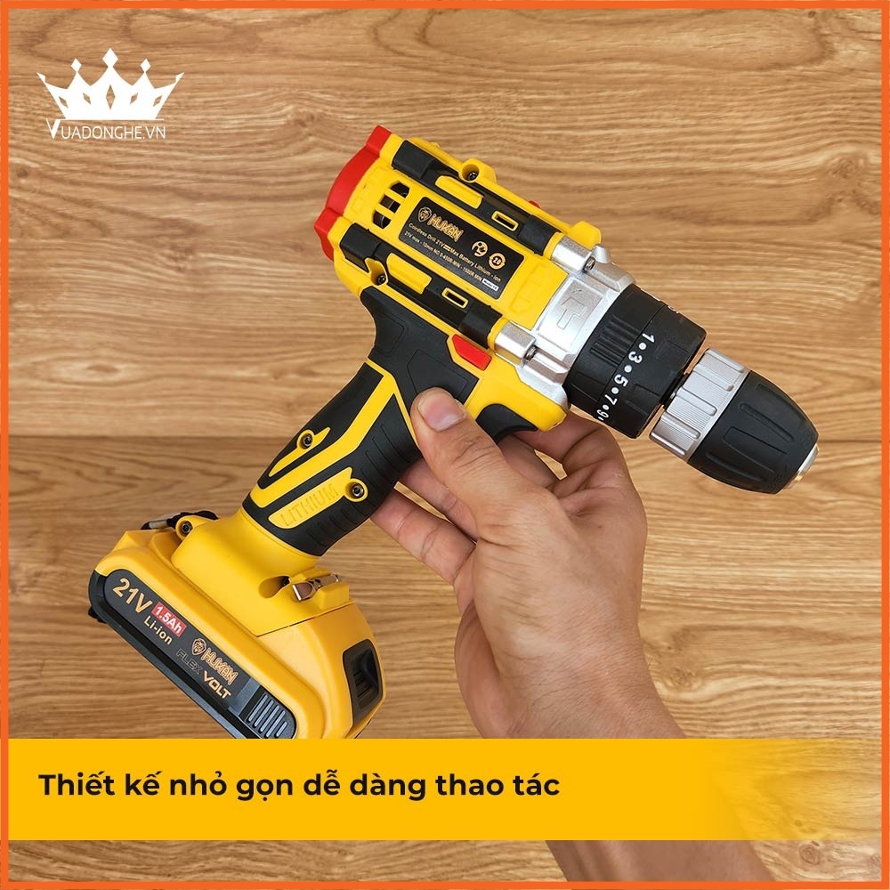 Máy Khoan Pin cầm tay HUKAN  HK - F8 21V Có Chổi Than. Máy khoan pin bảo hành chính hãng 6 tháng Hukan.