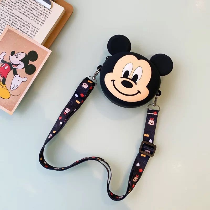Túi đeo chéo Mickey, Minnie chất liệu silicon cao cấp cho bé trai bé gái phong cách Hàn Quốc