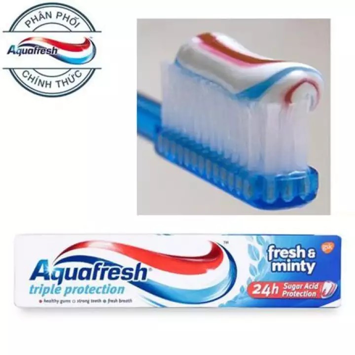 Kem Đánh Răng Bạc Hà Bảo Vệ Răng Khỏi Axit Aquafresh Triple Protection Fresh & Minty 100ml