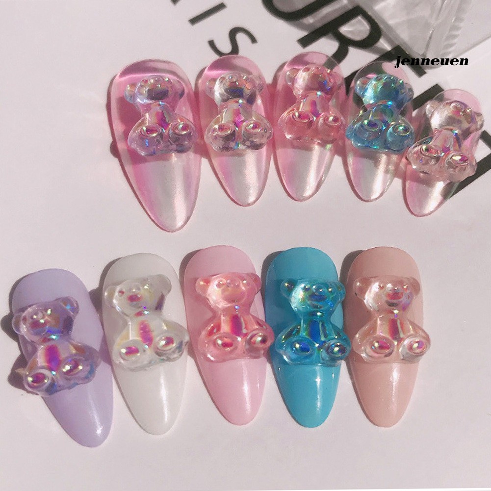 Set 12 Phụ Kiện Đính Móng Tay Hình Gấu 3D Dễ Thương
