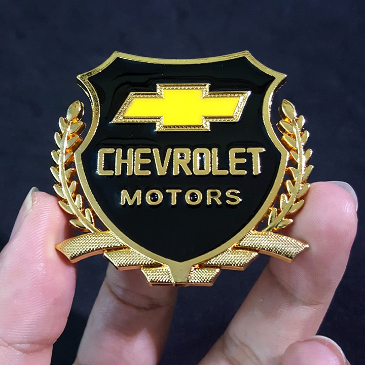 Bộ 2 miếng dán logo kim loại chữ CHEVROLET bông lúa