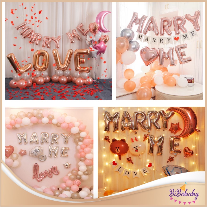 Sét bóng trang trí cầu hôn, tỏ tình, marry me  - BiBo baby