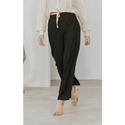 [thelegswork] Marcia Pants - Quần culotte linen đen