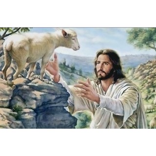 Tranh 5d gắn đá toàn bộ - tranh công giáo Chúa chiên lành