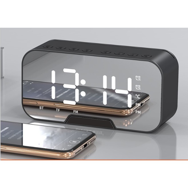 Loa Bluetooth Nghe Nhạc Đa Năng + Đồng Hồ Báo Thức + Đài FM + Gương Soi Pin 1400mAh - Nội thất xe hơi T AUTO