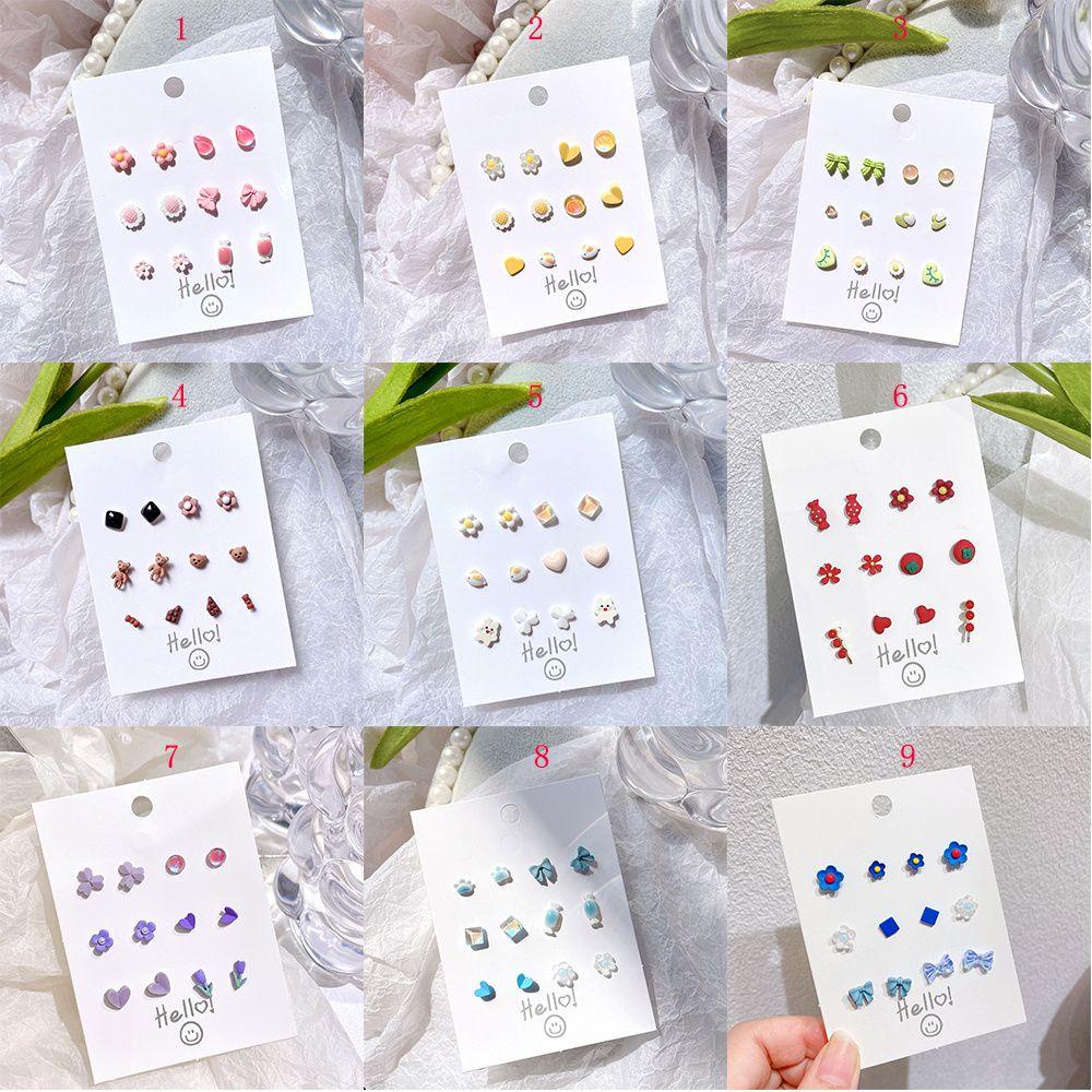 Set 6 Đôi Khuyên Tai Hình Học Đơn Giản Thời Trang Hàn Quốc Cho Nữ