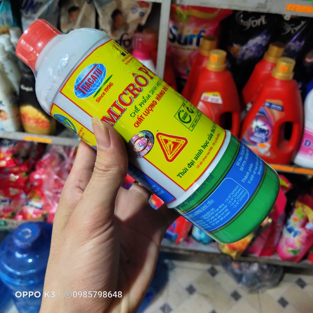 Dung Dịch Thông tắc Đổ Nhà Vệ Sinh Hầm Cầu Micro Phốt TRACATU Chai 500Ml nước và 65g bột