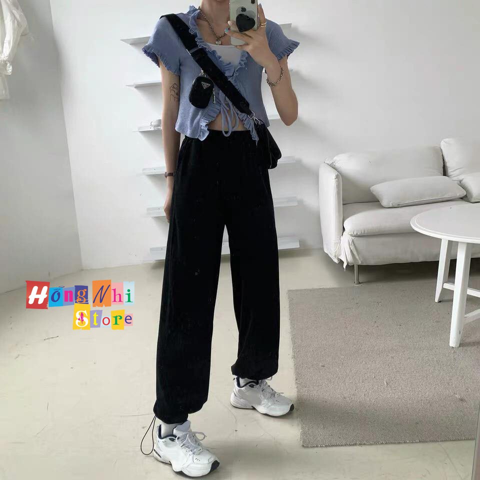 QUẦN JOGGER THUN DÀI DÂY RÚT LAI MÀU ĐEN LONG BASIC PANT - JOGGER DÂY RÚT UNISEX - MM | BigBuy360 - bigbuy360.vn