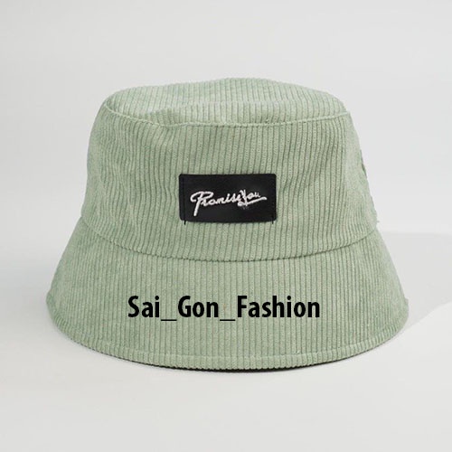 Mũ bucket vành cụp ❤️ Nón tai bèo thêu PromissYou chất nhung tăm cao cấp form unisex nam nữ N22