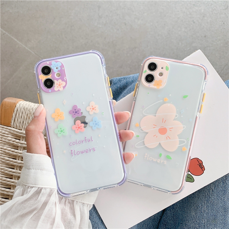 Ốp lưng iphone hoa Colorful trong 4 góc 6/6plus/6s/6splus/7/7plus/8/8plus/x/xr/xs/11/12/pro/max/plus/promax - Awifi V2-6 | BigBuy360 - bigbuy360.vn