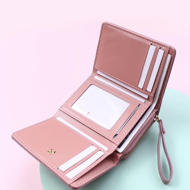 Ví Da PU Ngắn Dạng Gập Phong Cách Retro Cho Nữ