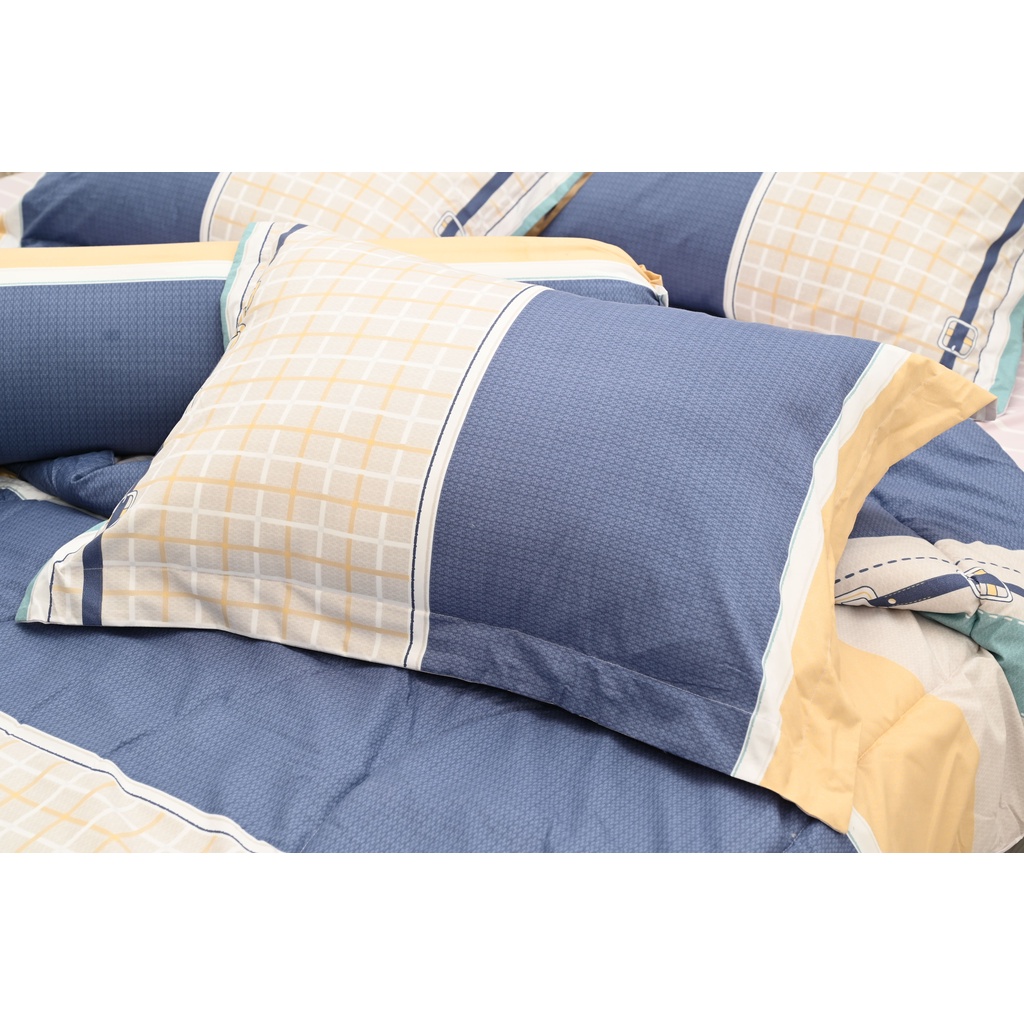 Bộ drap, áo gối NIN Calisto - CT220011 màu xanh sọc (không kèm mền)