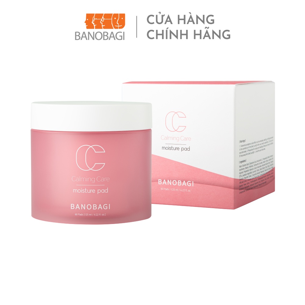 Toner Nước Hoa Hồng Dưỡng Ẩm Dạng Bông Banobagi Calming Care Moisture Pad 60pad/125ml