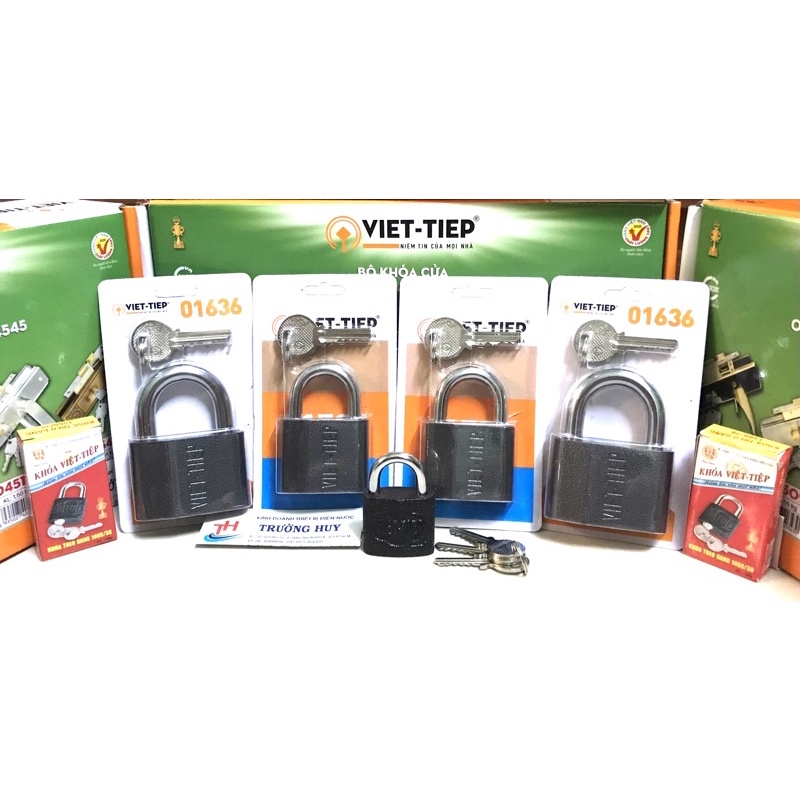 Khoá gang gọng thép 4P 5P 6P - khoá bằng chìa Việt Tiệp - Bảo hành 6 tháng