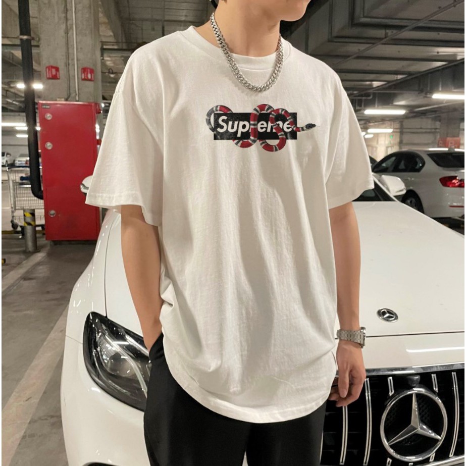U21G /Áo phông supreme nữ form rộng tay lỡ unisex, áo thun supreme nữ form rộng tay lỡ unisex cotton AT090 Miucho in log