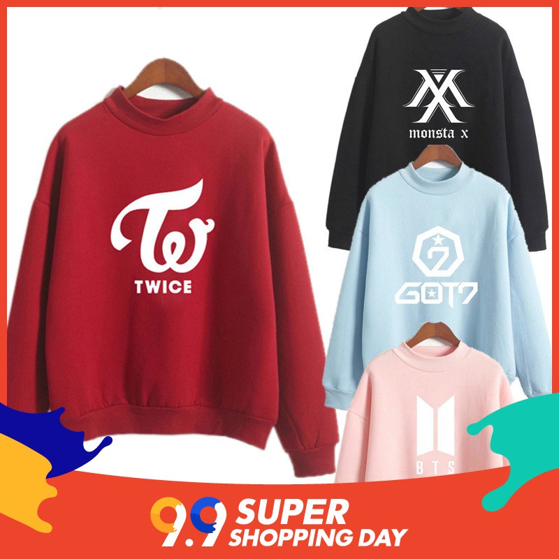 Áo Hoodie Dài Tay In Hình Nhóm Nhạc Twice Got7 Exo Bts One Wanna 3d 2018