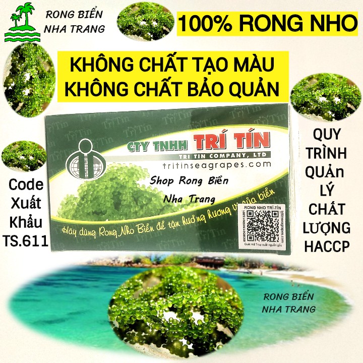 Rong nho tách nước Trí Tín + (Hộp 200g 10 gói) (Video ngâm 1 gói)