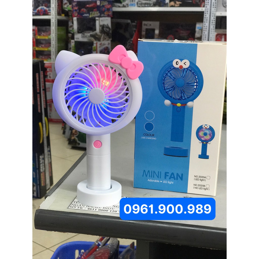 Quạt cầm tay mini fan,có sạc và đèn led cực dễ thương