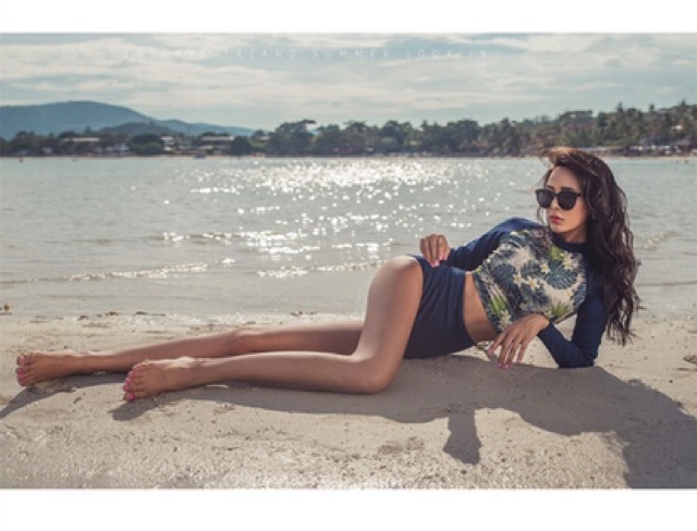 Bikini Dài Tay Đồ Bơi Nữ 2021 Hoa Xanh Hai Mảnh Cạp Cao Quảng Châu TDHX 2180 | BigBuy360 - bigbuy360.vn